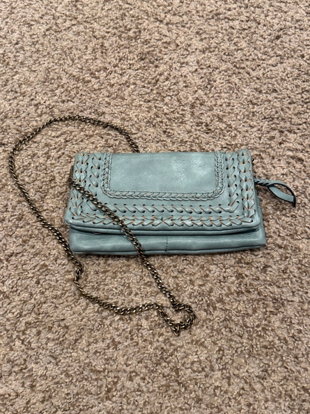 Light Teal Braided Crossbody Clutch - Women's Bag